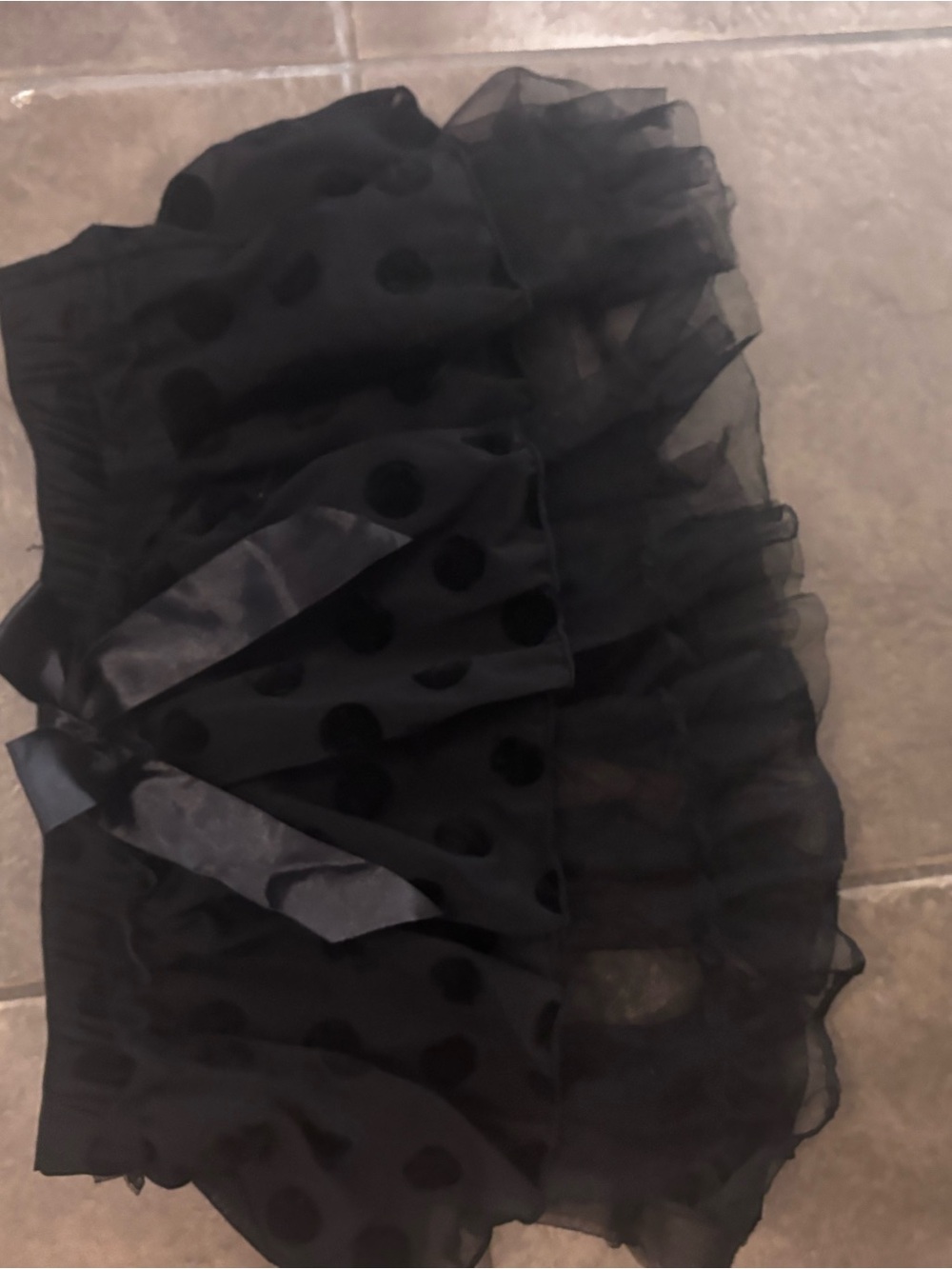 Black Polka Dot Tulle Skirt with Bow
